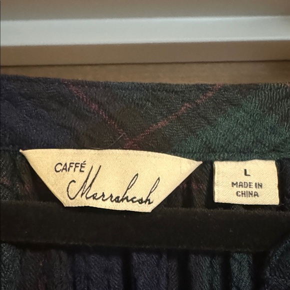 Caffe Marrakesh plaid gauze Blouse Top Womens L Pop over long line Tunic peasant - Picture 8 of 12